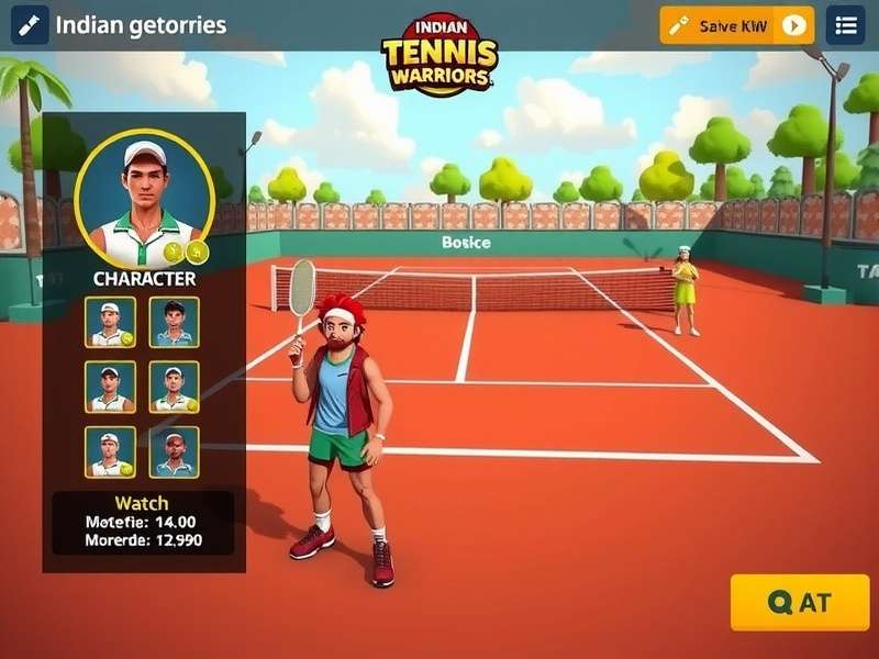 Indian Tennis Warriors gameplay screenshot showing character in action